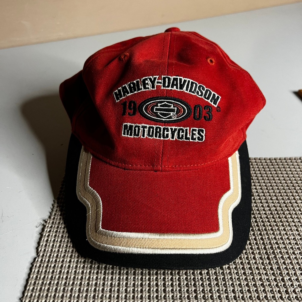 Harley Davidson Motorcycles Hat Red Black 1903 Embroidered Cap 2XL
